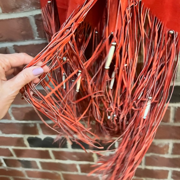 Vintage Liz E Parker custom made suede fringed skirt with beading and boning. - Picture 5 of 16